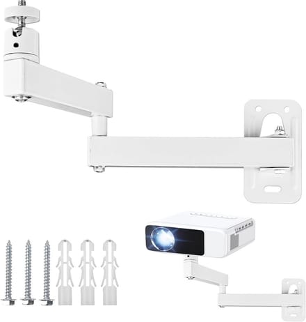 Projector Beugel - Projector Ophanging - Thuisbioscoop Instellen - 360 Graden Draaibaar - 3 kg Draagkracht - Wit