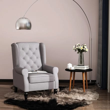 REDOM - Oorfauteuil - Knopen En Hoge Rugleuning - Woonkamer - Polyester - Grijs - 74 x 86 x 102 cm