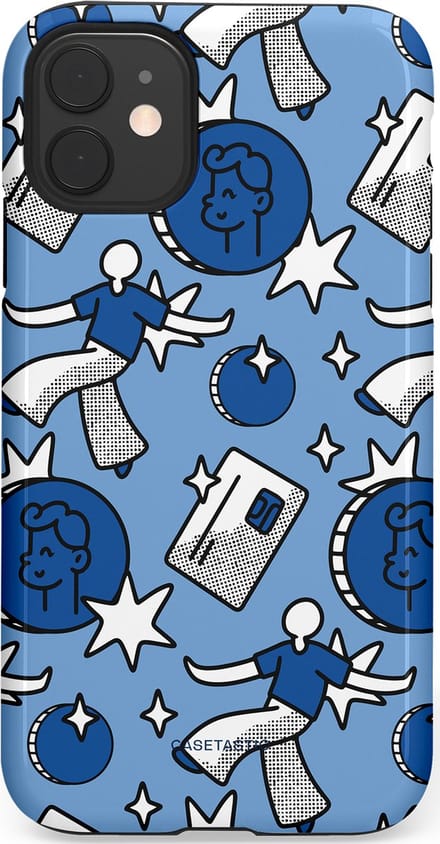 Casetastic hoesje geschikt voor Apple iPhone 11 - Dubbellaagse bescherming - Geldroute - Fashion Case - Lichtblauw Grijs Donkergrijs