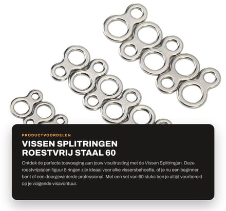 Dailygoods- Splitringen 60 Stuks - Figuur 8 Ringen - Roestvrij Staal - Jigging Ringen - Tackle Accessoires - Extra Sterke Constructie - Vissplitringen