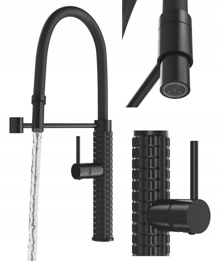 Zwarte Keukenmengkraan met Flexibele Uitloop - Modern Design