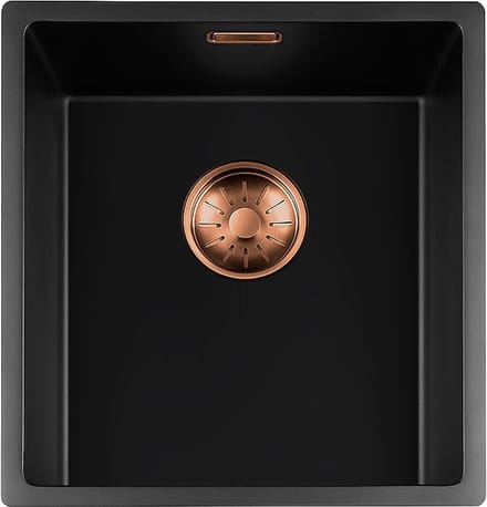 Lorreine Black Quartz Series spoelbak 3440cm Plug Copper 34BQ-FU-Copper