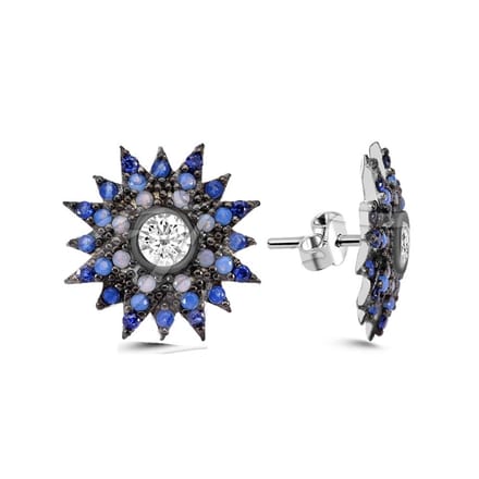 Kerstmis 925 Zilver Oorbellen met Blauw Zirkonia