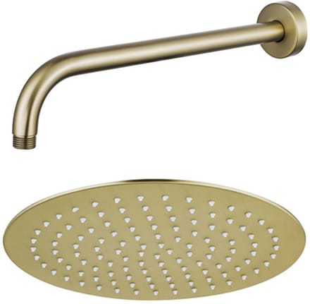 FugaFlow Eccelente Acces Hoofddouche - 25cm - rond - wandarm 35cm - Geborsteld Messing PVD (Goud)