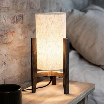 Markslöjd Tafellamp Eruca, hoogte 34 cm, bruin/beige, hout/linnen