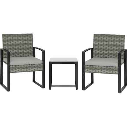4goodz Rotan Tuinset 3-delig - Afneembare zitkussen en tafel - Grijs
