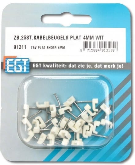 Kabelbeugel plat 4mm wit 25st