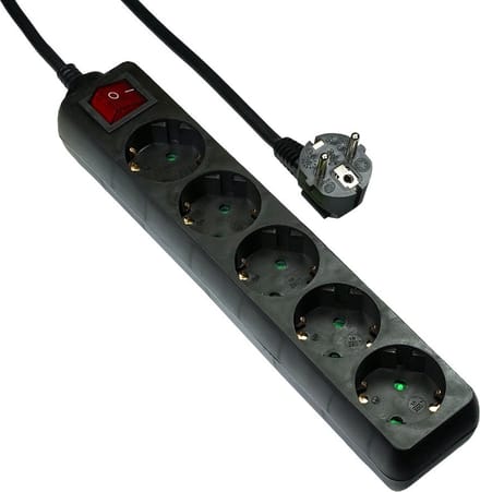 EMhub stekkerdoos met schakelaar zwart 5-voudig 10 meter (4087055) - contactdooscombinatie