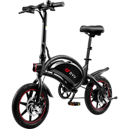 DYU 14  opvouwbare elektrische fiets voor volwassenen tieners, 250W 36V 10Ah, trapondersteuning, Commuter Cruiser opvouwbare e-fiets 14" zwart