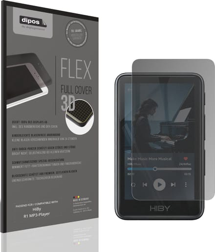 dipos FLEX – Matte Privacy Screenprotector geschikt voor HiBy R1 MP3-Player | Volledige Schermbescherming | Case-Friendly