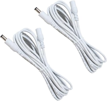 2 stuks 1m DC Verlengkabels 2.5mm x 5.5mm Mannelijk naar Vrouwelijk Wit