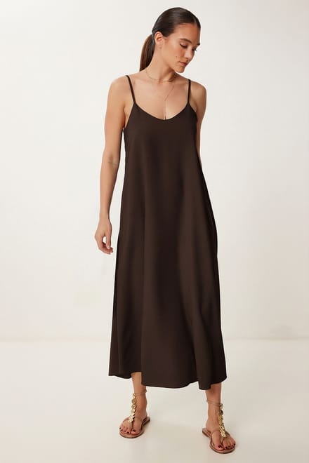 Losse Midi-jurk met U-hals