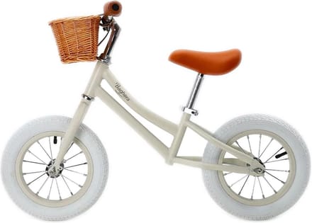 Baghera Retro Loopfiets Ivory White - kinderloopfiets met helm