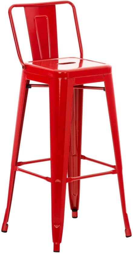 CLP Mason Barkruk - Met rugleuning - Voetsteun - Metaal - rood/natura