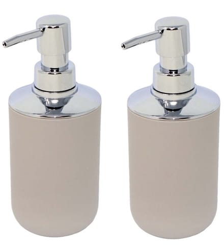 Concorde zeeppompje/dispenser - 2x - beige - plastic - 7 x 17 cm - 300 ml - keuken/badkamer/toilet