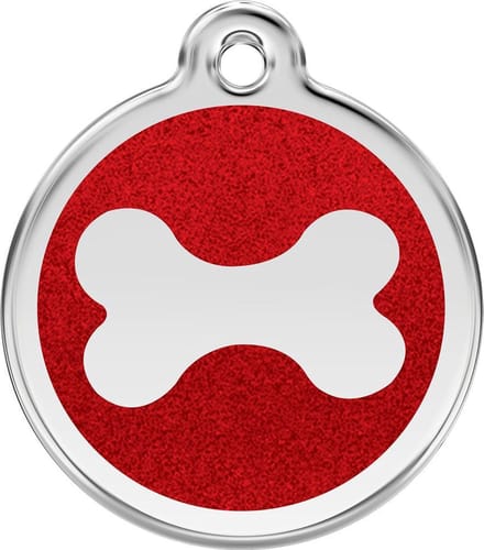 Red Dingo Hondenpenning 30 mm bot glitter rood