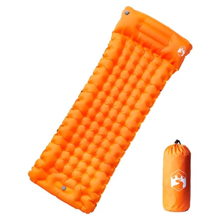 vidaXL - Kampeermatras - met - kussen - zelfopblazend - 1-persoons - oranje