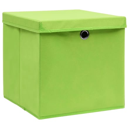 vidaXL - Opbergboxen - met - deksel - 4 - st - 28x28x28 - cm - groen