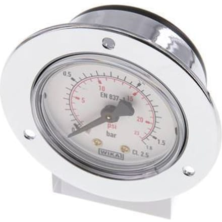 0..1.6 Bar Paneelmontage Manometer Staal/Messing 50 mm Klasse 2.5 (Voorflens) - MW01P650SH-FP