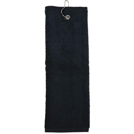 The One Towelling Golfhanddoek - Sporthanddoek - Terry Velours - 100% Gekamd Katoen - Met metaal oog en karabijnhaak - 40 x 50 - Zwart