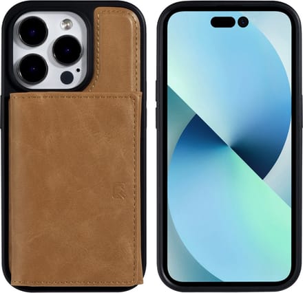 UNIQ Accessory Back Cover Wallet Case voor Apple iPhone 14 Pro - Pu leer, Bruin - Bescherming & Stijl.