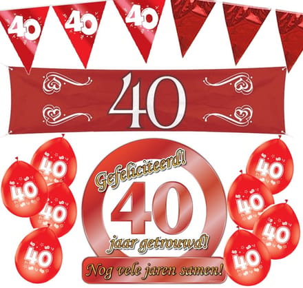 40 jaar getrouwd M 5 delig- Jubileum pakket feestversiering - robijnen bruiloft.