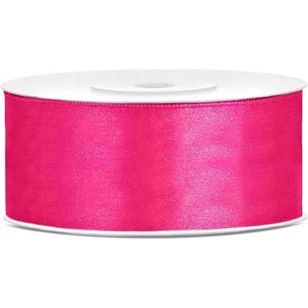 PartyDeco - Satijn lint hard roze 25 mm /rol 25 m