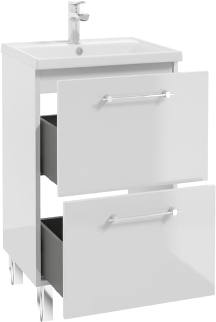 Deftrans Cassandra - Badkamerkast met Wastafel - 50x80cm - Biały Połysk - 2 Laden - Staand