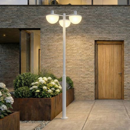 Lucande LED buitenlamp Toras, lichtgrijs, 3-lamps, CCT-dimbaar