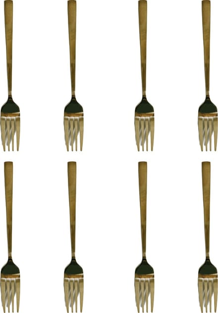 3BMT® Gebaksvorken - 8 Gebaksvorkjes - Goud - RVS - 15 cm lengte