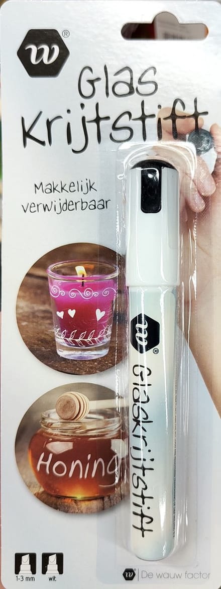 Glas krijtstift - wit - glass marker - makkelijk verwijderbaar