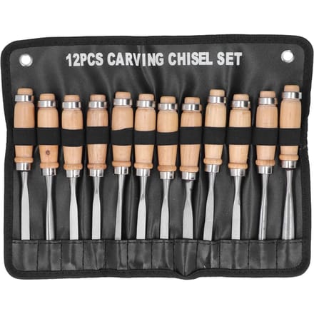 12 stuks houtbeitels, houtgroeven, afsteekgereedschap, houtbewerkingsaccessoires, 8 inch beige