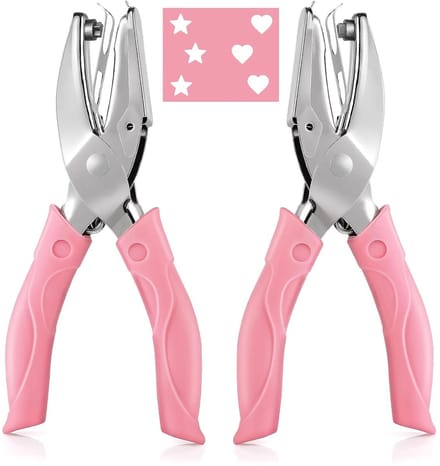 Metalen perforator set, zachte grip, hart en ster vorm, knutselen scrapbooking.