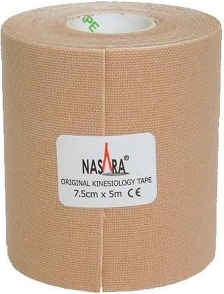 Nasara Kinesio tape - Beige | Huidvriendelijk | 7,5 cm | Extra breed