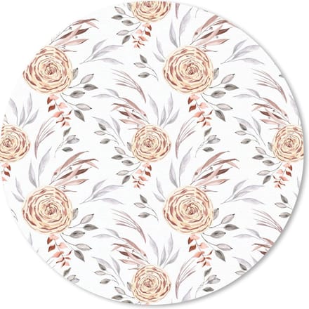Muismat rond 20x20 cm - Mousepad Rozen - Goud - Bladeren - Ronde muismatten