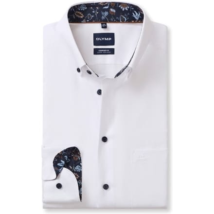 OLYMP Luxor Overhemd, Comfort Fit, Button-down, Wit