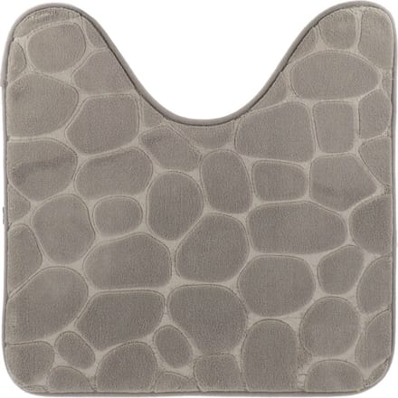 Tendance Toiletmat/wc mat Pebble - microfiber - Memory Foam - lichtgrijs - 45 x 50 cm - badkamer mat