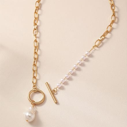 Nivard Ketting - Dames - Staal - Nep zilver - Met Hanger - Nep Goud/Wit