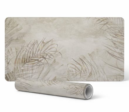 Gaming muismat en toetsenbordmat met delicate bladeren als achtergrond, 90x45 cm