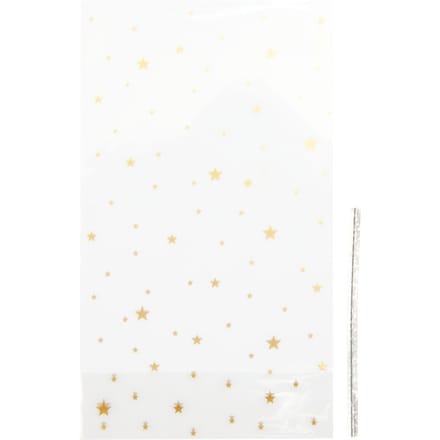 Bodemzak "Gouden sterren" met sluitstrip - 11,2 x 19,2 cm