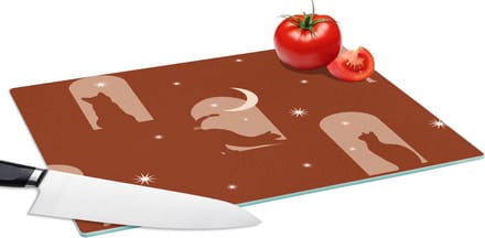 Glazen Snijplank - 39x28 - Sterren - Kat - Design - Snijplanken Glas
