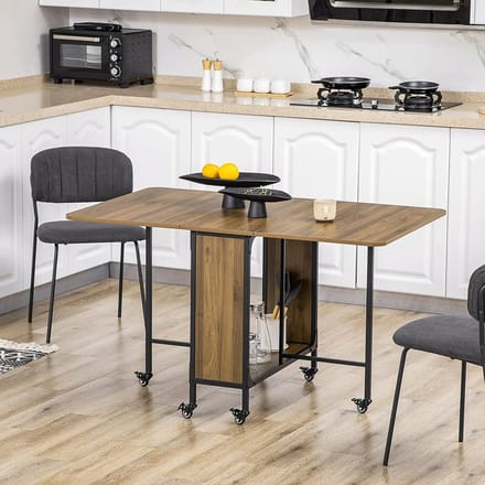 Sweiko Eettafel - Opvouwbaar - met Wielen - 130×80×74 cm - Bruin