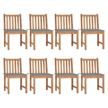 vidaXL - Tuinstoelen - 8 - st - met - kussens - massief - teakhout