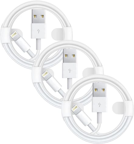 USB A naar Geschikt voor: USB Lightning Kabel - 2 Meter Oplaadkabel 3x - Wit