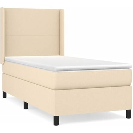 vidaXL - Boxspring - met - matras - stof - crèmekleurig - 80x200 - cm