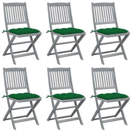 vidaXL - Opklapbare - stoelen - (6 - stuks) - met - kussens, - gemaakt - van - massief - acaciahout
