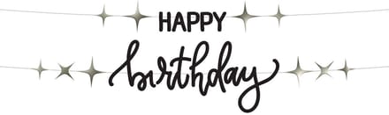 Folat - Crème noir letterslinger happy birthday - 1 meter