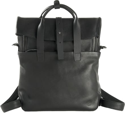 HAROLD'S Leren schoudertas laptoptas met laptopvak Mount Backpack / Messengerbag Black zwart