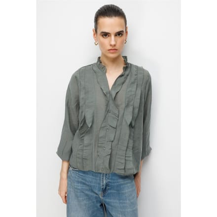 Rimpelige Mandarijnkraag Blouse