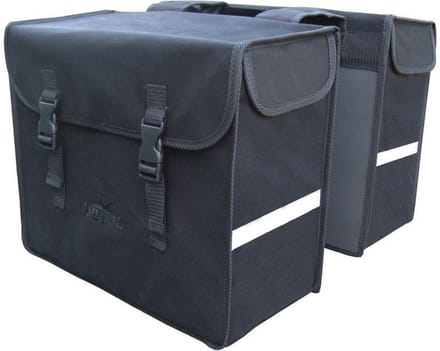 Greenlands - dubbele fietstas - canvas - achtertas - reflectie - uitsparing - 33 l - zwart